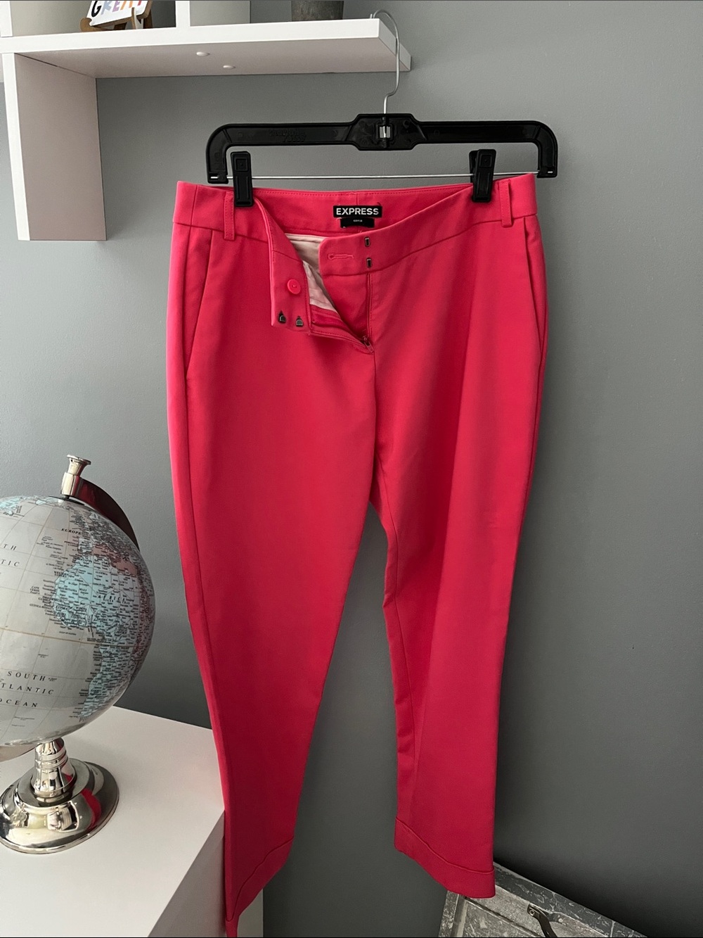Express Editor Coral Pink Cropped Ankle Pants